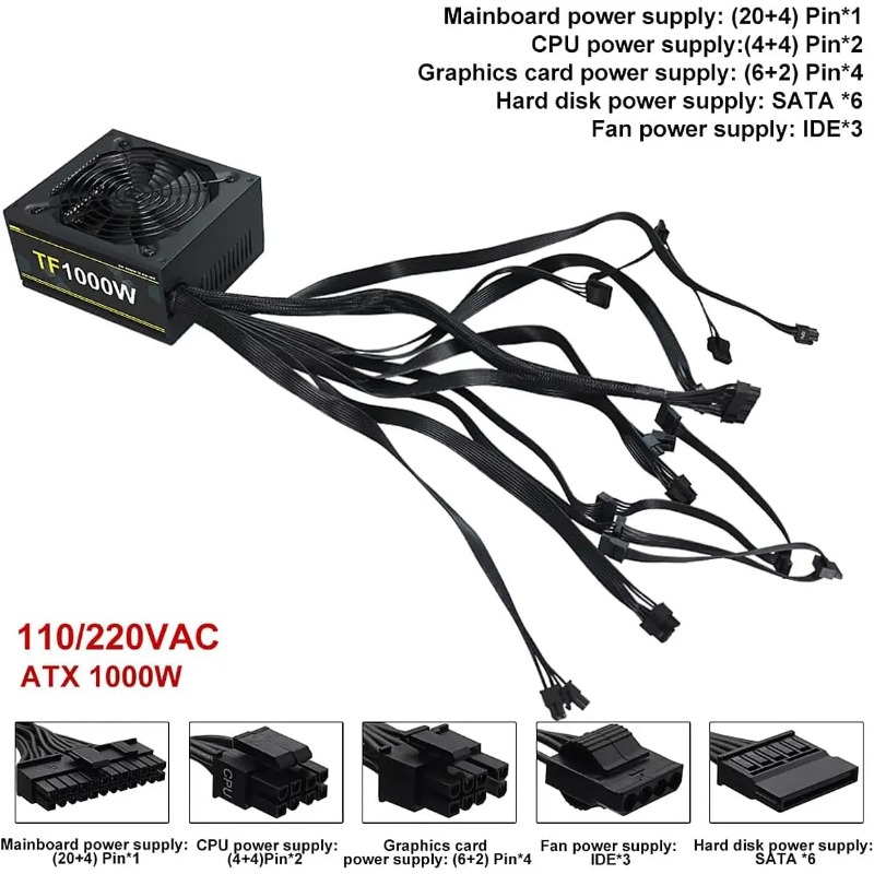 1000W 100-240V ATX Gold Power  - Pc Unit For Gaming avis et prix