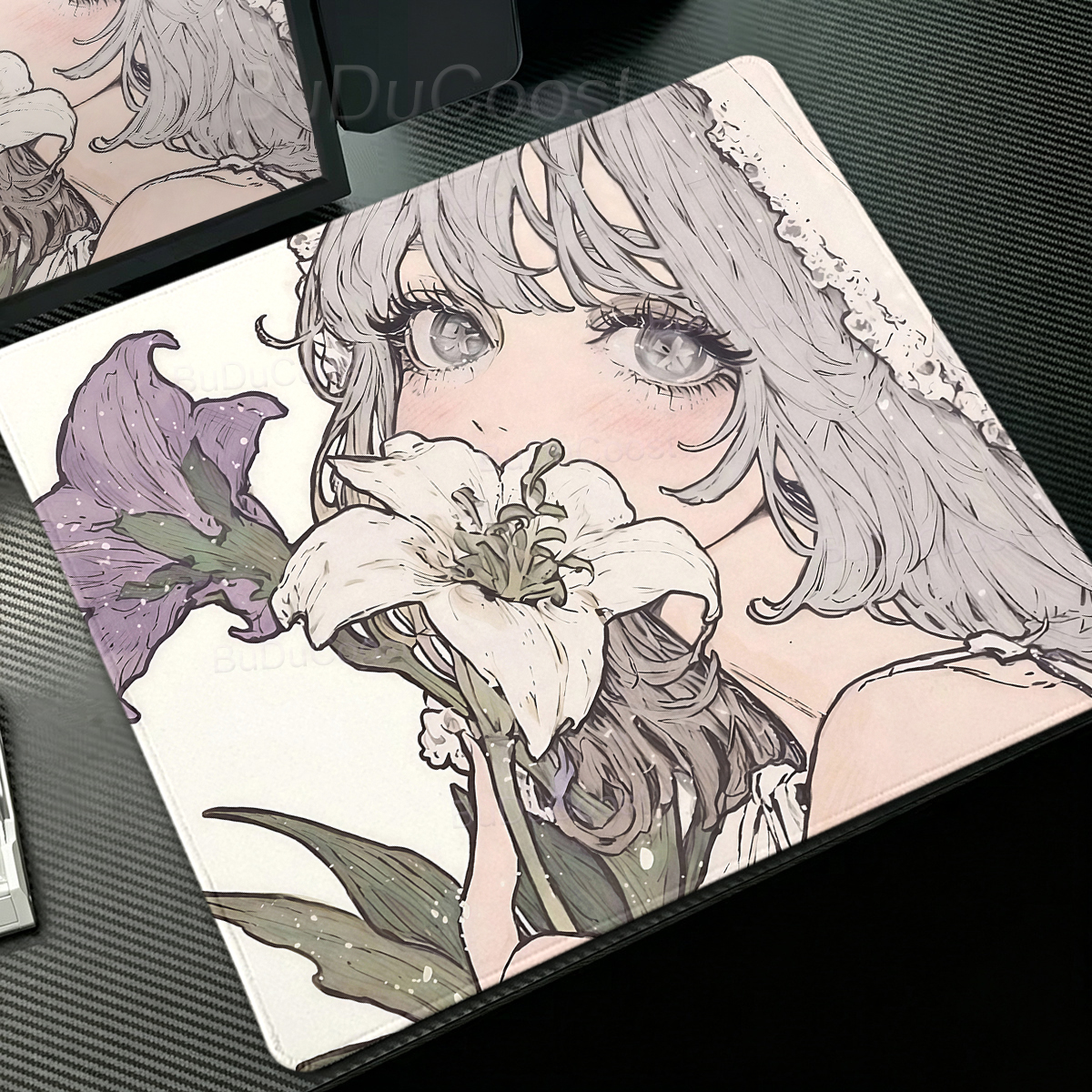 Anime Girl Desk Mat Flower Aes - Pc Gaming Aesthetic avis et prix